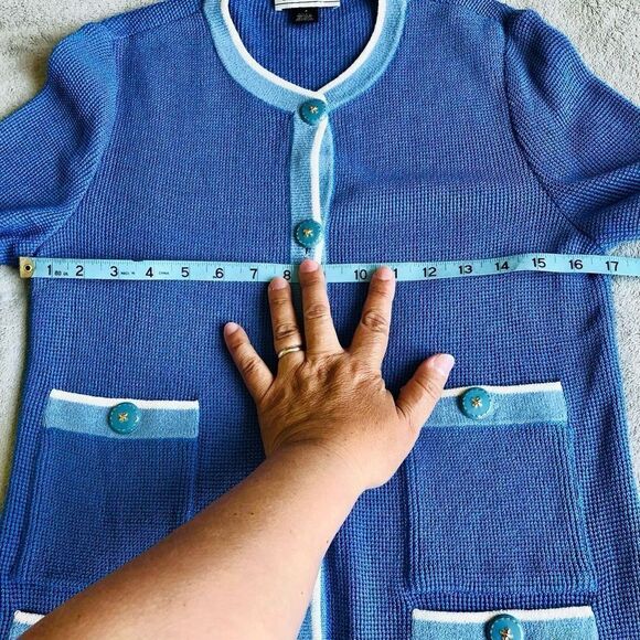 NWOT Vintage St. John Sport Light Blue 4 Pocket Button Up Cardigan - Picture 13 of 16